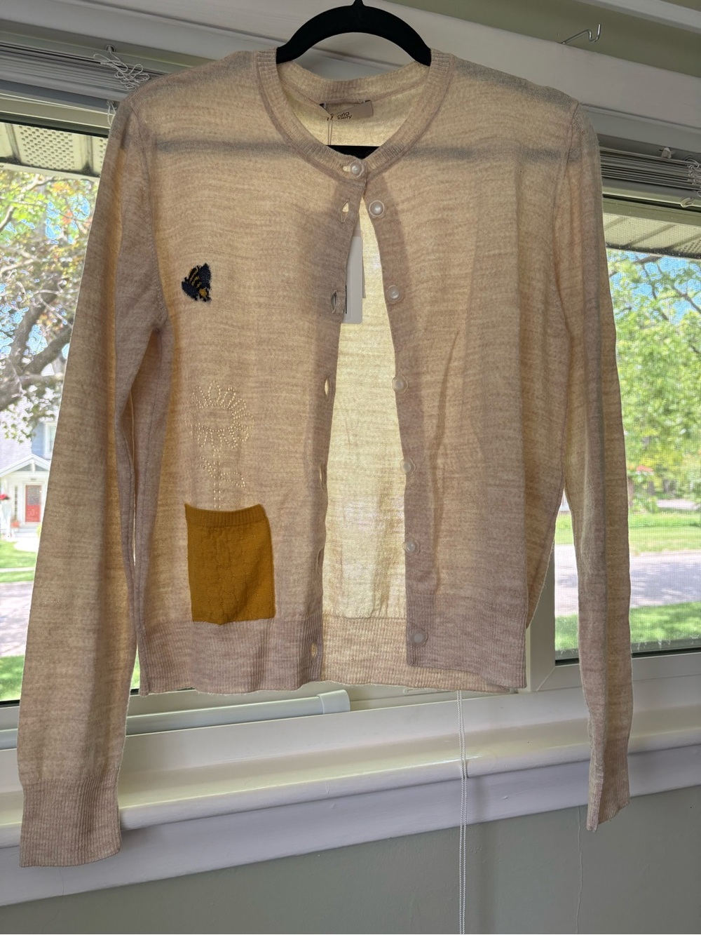 Orla Kiely Cream Lightweight Cardigan with Flower Bee design